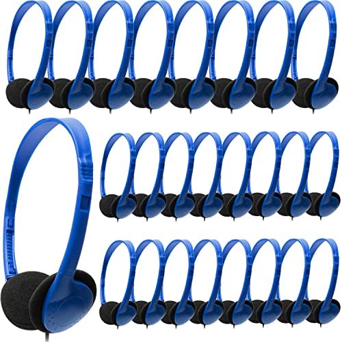 Bulk Headphones Earphone Earbud for Classroom Kids,HONGZAN Wholesale 25 Pack Over The Head Low Cost Headphones in Bulk Perfect for Schools,Libraries,Museums,Hotels,Hospitals,Gym and More (Black)
