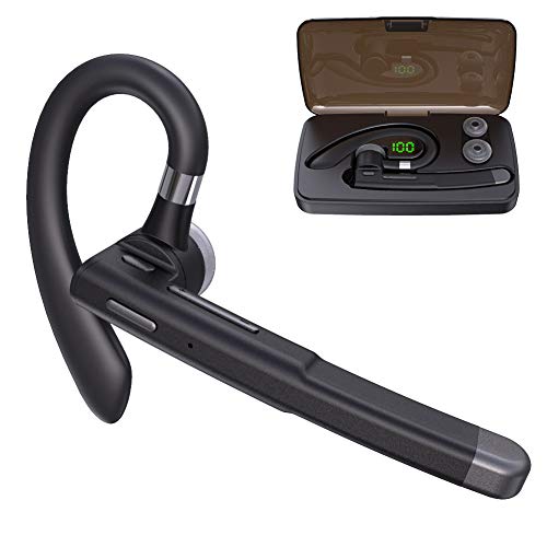 Bluetooth Headset,AMTERBEST Wireless Bluetooth Earpiece Hands-Free Earphones with Built-in Mic Compatible with iPhone and Android for Cell Phone, Skype, Truck Driver,Office,Sport