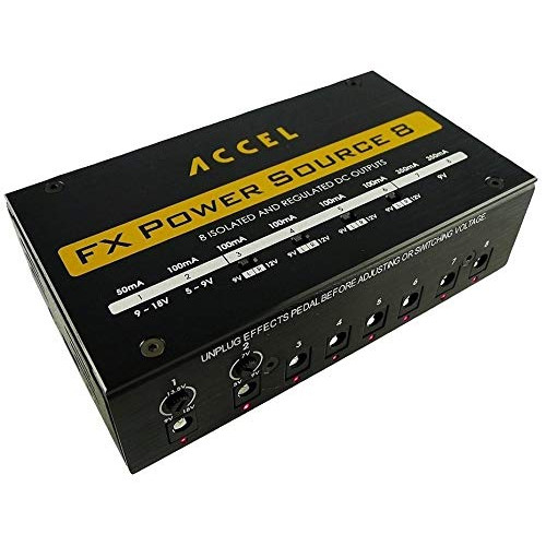 Accel Power Source 8 Isolated Output Pedal Power Supply for Guitar Effects Pedals