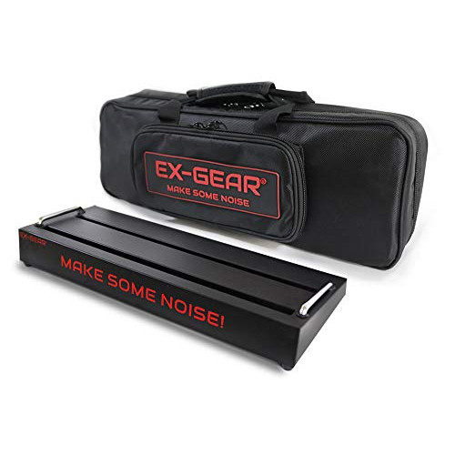 EX-GEAR Carry Bag & Pedal Board Combo, Super Durable Bag, Light-Weight Metal Pedal Board with Retractable Handles, Holds Cables, Wha, Strings, Picks and All Accessories
