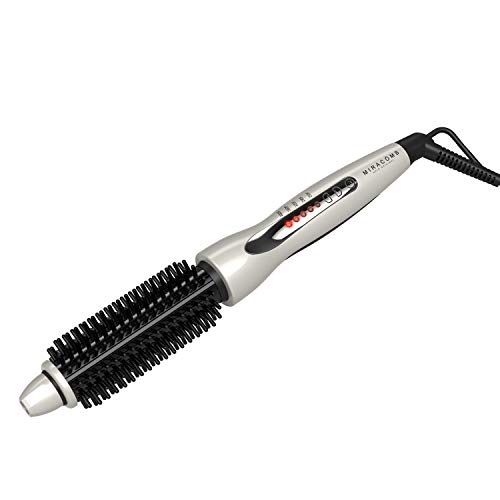 MIRACOMB 헤어 Curler Straightening Brush Ceramic Tourmaline Cool 터치 PRO 멀티 Styler 5 히트 Adjustments 1 Inch Barrel Auto Shut Off Pearl White Package May Vary