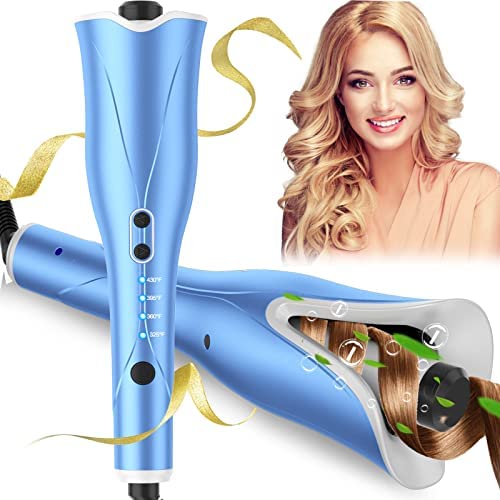 Auto 헤어 Curler Automatic Curling 아이언 Wand 1" Large Rotating Barrel & 4 Temps 3 Timer Settings 듀얼 Voltage Shut-Off Fast Heating Spin Styling