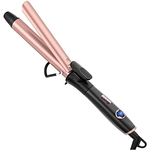 Curling 아이언 1.2 Inch Wand Long Barrel Spring 클립 Include 히트 Resistant Glove Rose Pink