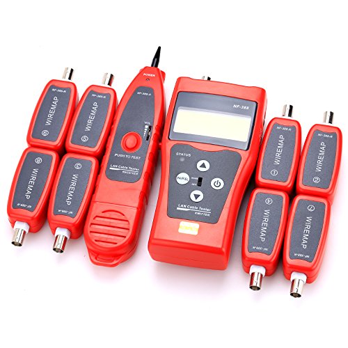 NF-388 Multipurpose Handheld Network Coax Cable Tester Trace Cat6 6E Cat5E Coaxial Cable Tracker USB BNC RJ45 RJ11 Tester Network Cable Ethernet Wire Tester Telephone Cable Tester Audio Cable