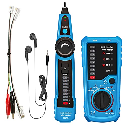 Wire Tracker, RJ11 RJ45 Cable Tester Line Finder Multifunction Wire Tracker, Telephone Line Tester, Toner Ethernet LAN Tester for Network Cable Collation, Continuity Checking