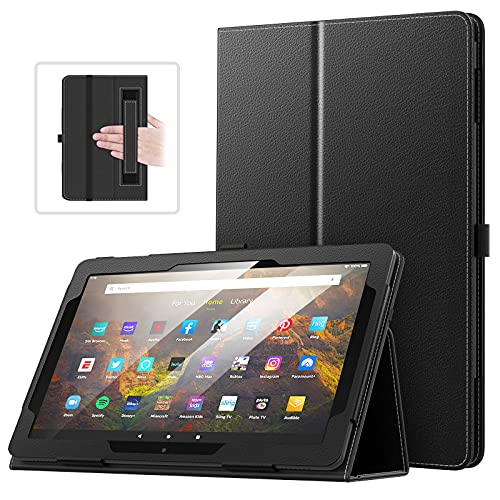 MoKo Case Fits All-New Kindle Fire HD 10 & 10 Plus Tablet (11th Generation, 2021 Release) 10.1 - Slim Folding Stand Cover with Auto Wake/Sleep, Black