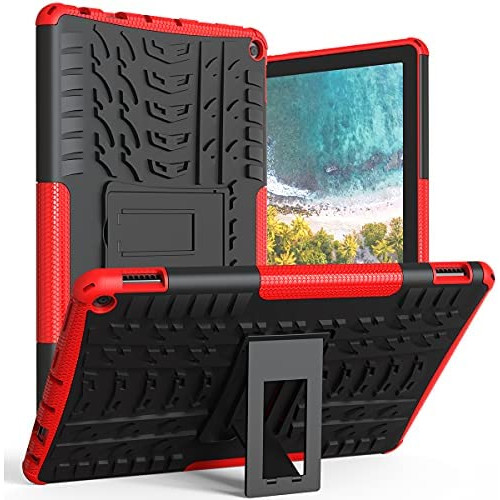 ROISKIN F i r e HD 10 Tablet 케이스 Heavy Duty 듀얼 Layer Shockproof Impact Resistance Kickstand Protective 호환가능 Fire & Plus 11th Generation Not iPad 10.1