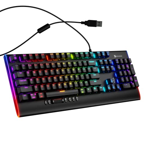 X9 Tactile RGB Mechanical 기계식 키보드 게이밍 - Built Work Play Thick Braided USB 유선 Roller Bar 메탈 Top Panel Brown Switch Full Size