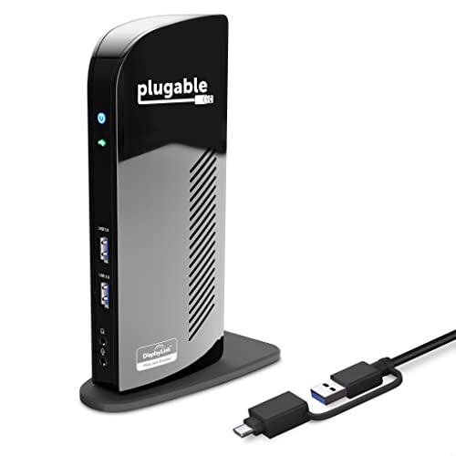 Plugable 랩탑 도킹 스테이션 듀얼 모니터 USB-C USB 3.0 호환가능 Windows Mac HDMI 6X Ports Gigabit 이더넷 Audio