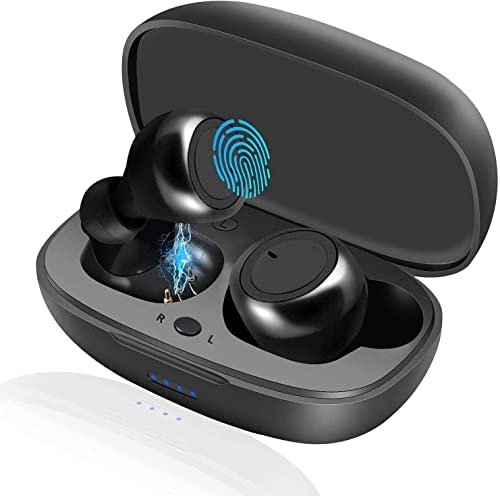 Waterproof Bluetooth 5.0 True Wireless Earbuds, Touch Control,30H Cyclic Playtime TWS Headphones with Charging Case and mic, in-Ear Stereo