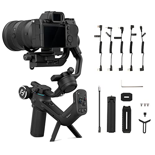 Feiyu SCORP-C DSLR Gimbal, 3-Axis Handheld Stabilizer for Professional Camera, Up to 5.5 lbs Payload, Integral Suspension Handle, Canon, Sony, Panasonic, Nikon