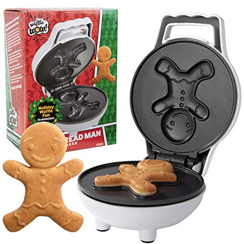 와플메이커 Gingerbread Man Mini Waffle Maker - Make this Christmas Special for Kids with Cute 4 Inch Waffler Iron, Electric Non Stick Breakfast Appliance for Xmas Holiday Season, Fun Gift or Dessert for Parties