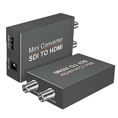 SDI to HDMI Converter Support HD/SD/3G-SDI 1080P SDI to HDMI Adapter Audio Video Converter with SDI Loopout for Camera CCTV Monitor