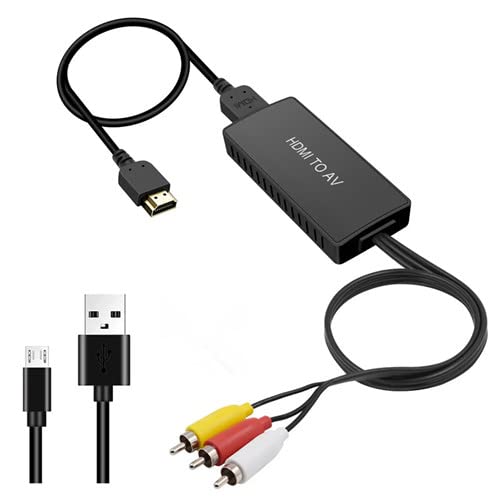 SWR HDMI to AV Adapter ，HDMI to RCA Converter，HDMI to Older TV Adapter Compatible for Apple TV, Xiaomi Mi Box, Android TV Box, Roku, Fire Stick, DVD, Blu-ray Player ect. Supports PAL/NTSC