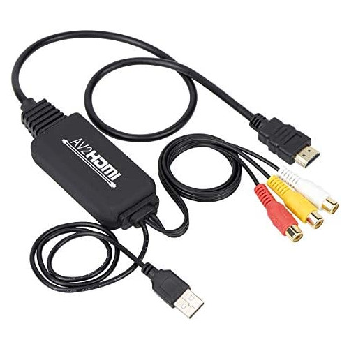 RCA to HDMI Converter, RCA to HDMI Cable, AV 3RCA CVBS Composite Audio Video to 1080P HDMI Adapter Supporting PAL NTSC for PC Laptop Xbox PS3 PS4 TV STB VHS VCR Camera DVD Etc(Female to Male)