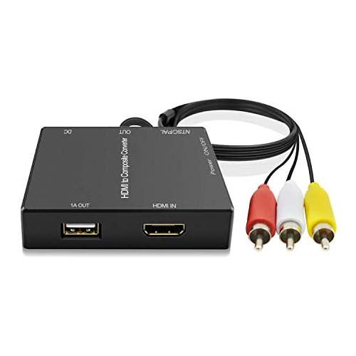 Dingsun HDMI to RCA Converter Compatible for Fire Stick, HDMI to AV Converter Adapter Compatible for Old TV, Amazon Fire Stick/Roku Stick/DVD Players/Xbox/PS3/Support 1080p, PAL/NTSC