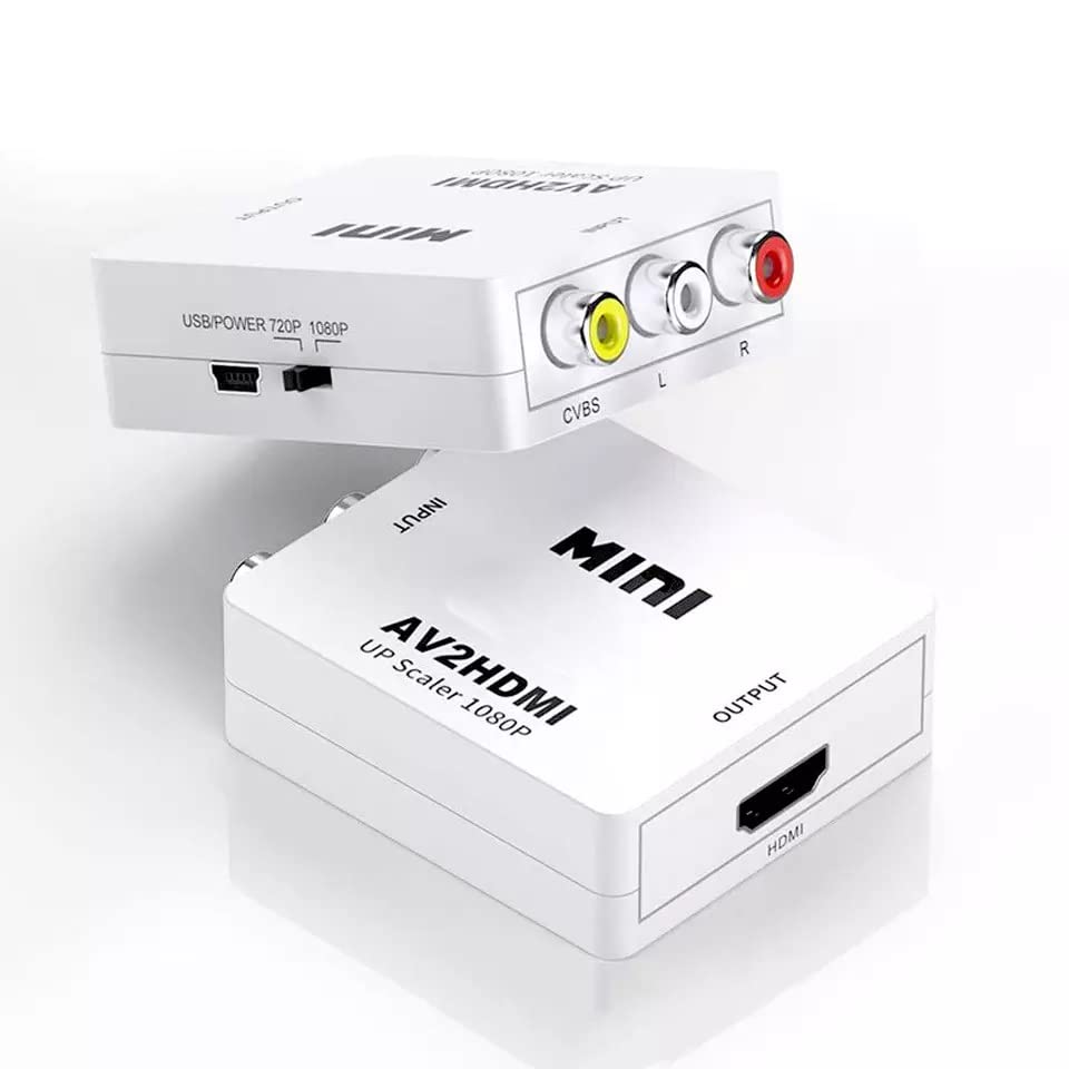 AV to HDMI,Yxflz 1080P AV and Audio to Video Converter Box Adapter for HDTVs, Monitors/Displays, Laptop Desktop Computer (white1) (AV to HDMI)
