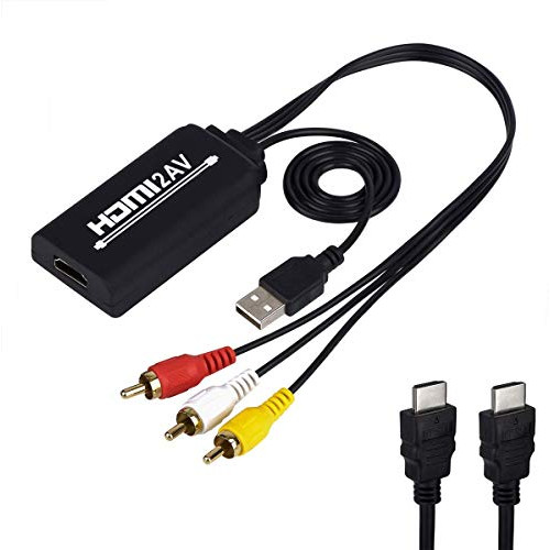 Enbuer HDMI to RCA, HDMI to RCA Converter Cable, 1080P HDMI to AV Adapter Audio Video Converter Supports TV Stick, Roku, Chromecast, Apple TV, PC, Laptop, Xbox, HDTV, DVD Etc