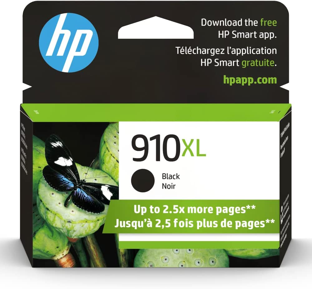 HP 910XL 블랙 고수익 잉크 카트리지 | HP OfficeJet 8010, 8020 시리즈, HP OfficeJet Pro 8020, 8030 시리즈와 함께 작동 | 인스턴트 잉크 적격 | 3YL65AN