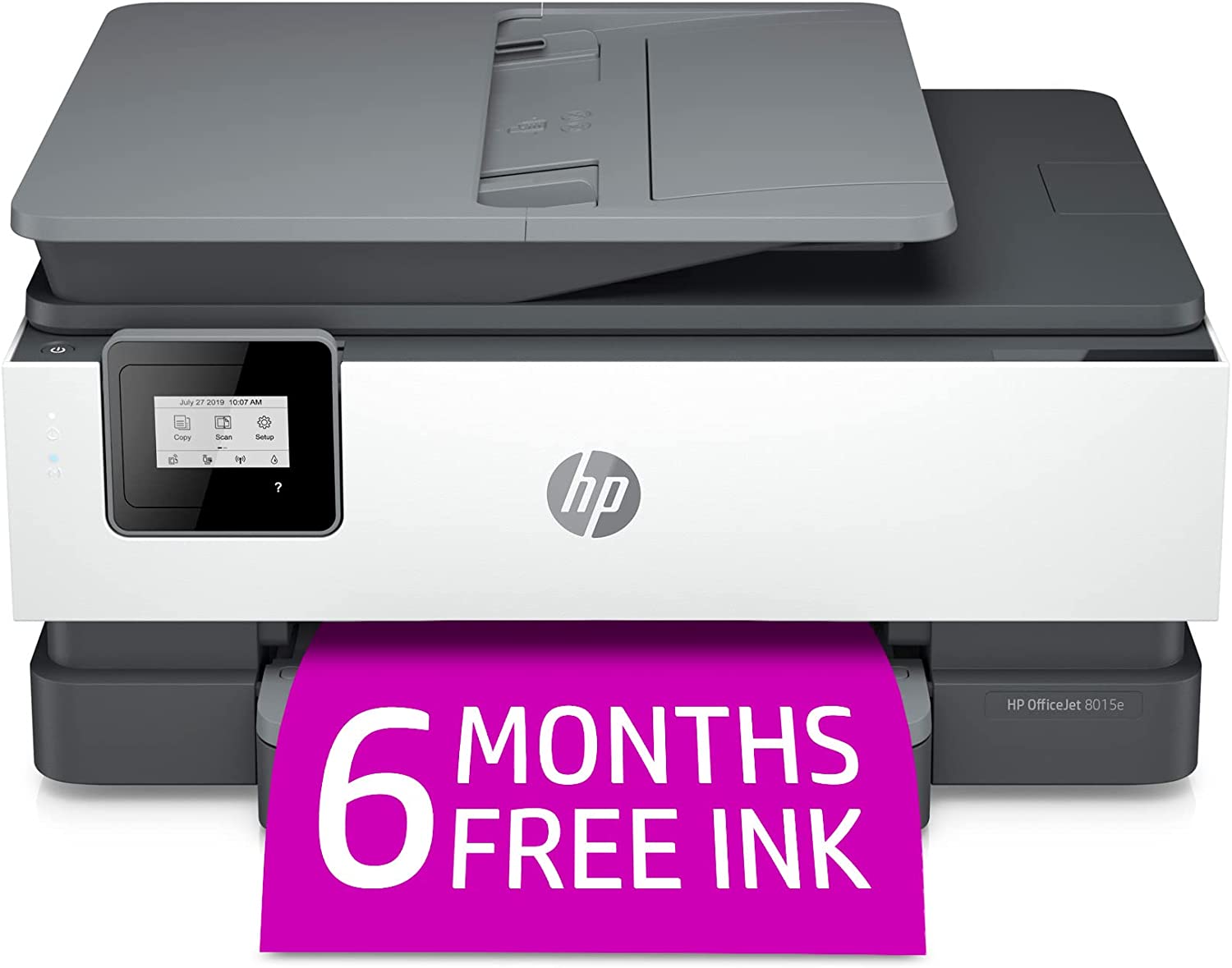 HP+(228F5A)를 포함한 6개월 무료 잉크가 포함된 HP OfficeJet 8015e 무선 컬러 올인원 프린터, 흰색