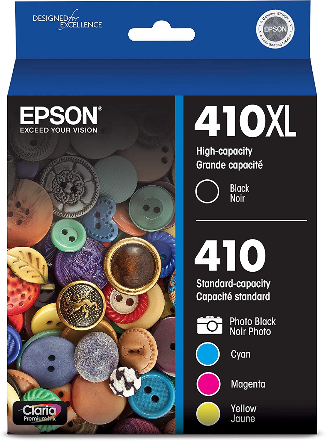 EPSON T410 Claria Premium - 잉크 대용량 블랙 & 스탠다드 컬러 - 일부 EPSON Expression Premium 프린터용 카트리지 콤보 팩 (T410XL-BCS)