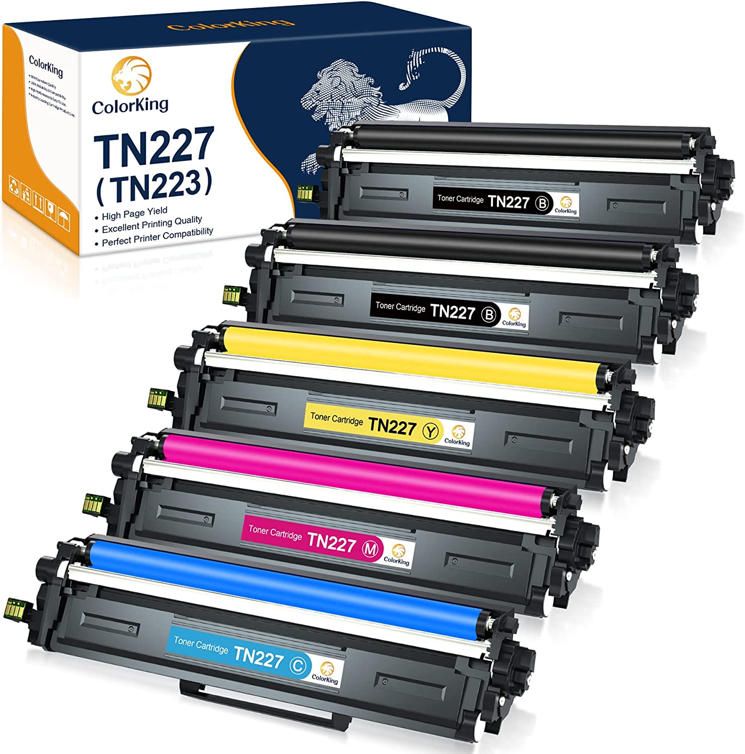 형 TN227 TN227BK 컬러킹 호환 토너 카트리지 교체용 TN223 TN223BK WHL-L3290CDW HL-L3270CDW HL-L3210C W MFC-37W/37W 프린터 고출력