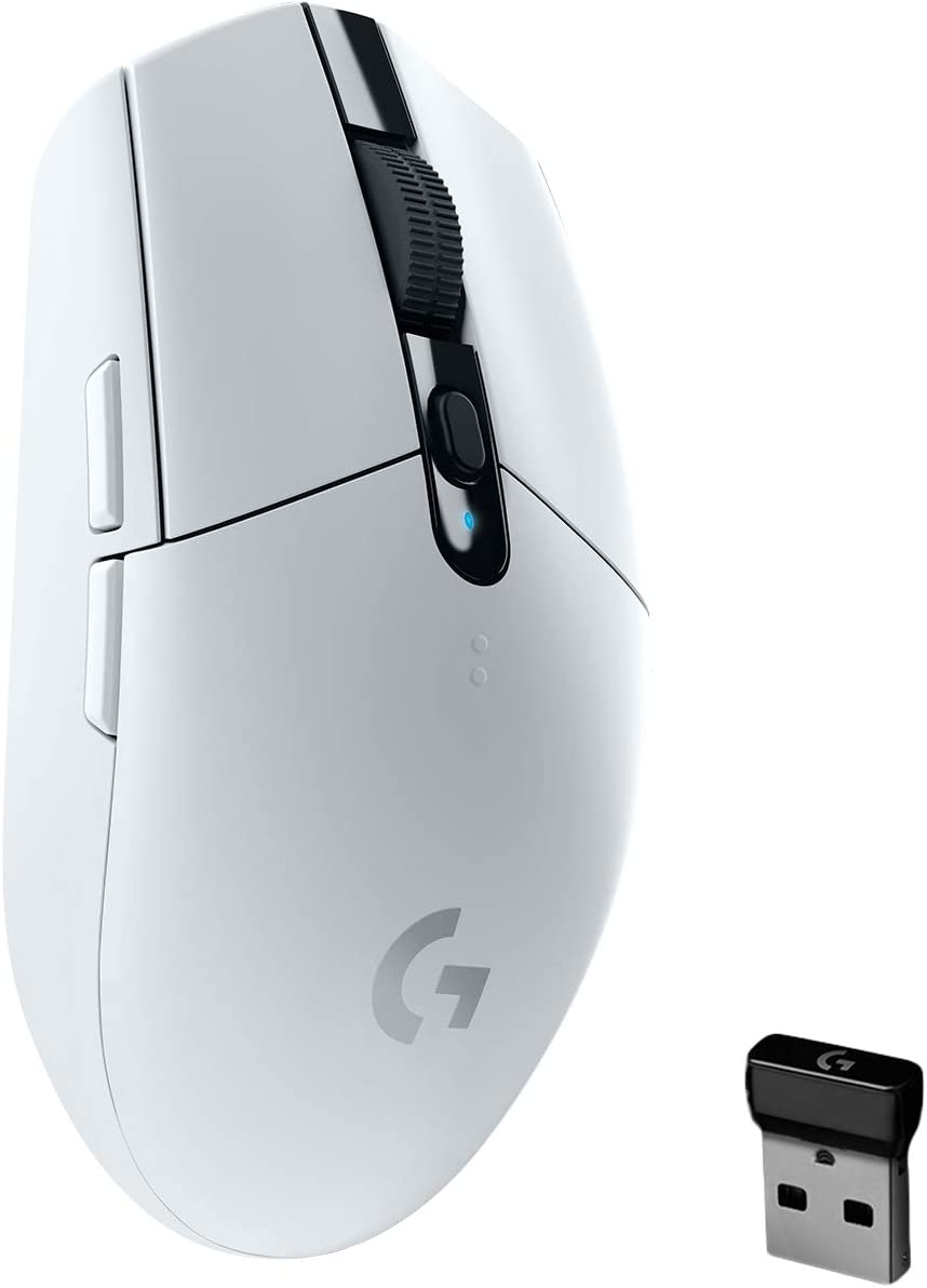 로지텍 G305 LIGHT SPEED 무선 게임 마우스 히어로 12K 센서 12 000 DPI 경량 프로그래밍 가능한 버튼 6개 250시간 배터리 수명 온보드 메모리 PC/Mac - 화이트