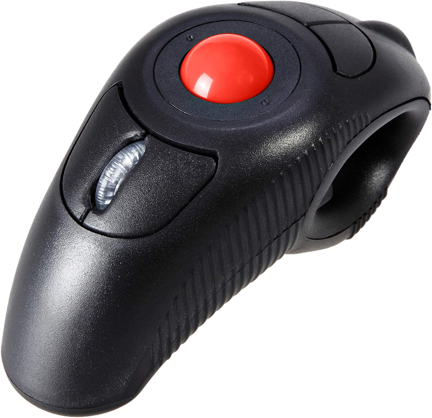 EIGIS 2.4G 인체공학 트랙볼 핑거 핸드헬드 PC 노트북 Mac 좌우 사용자용 USB 무선 마우스(검은색 무선 빨간색 트랙볼)