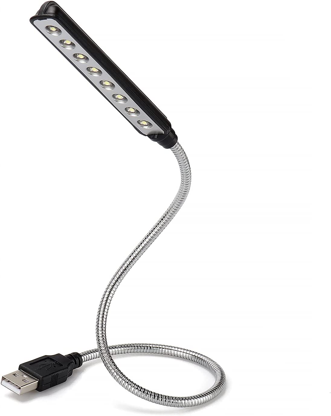 수선화 USB LED 라이트 - 슈퍼 브라이트 LED 독서등 8개 - 배터리 불필요 - PC & Mac 호환 (ULT05 블랙)