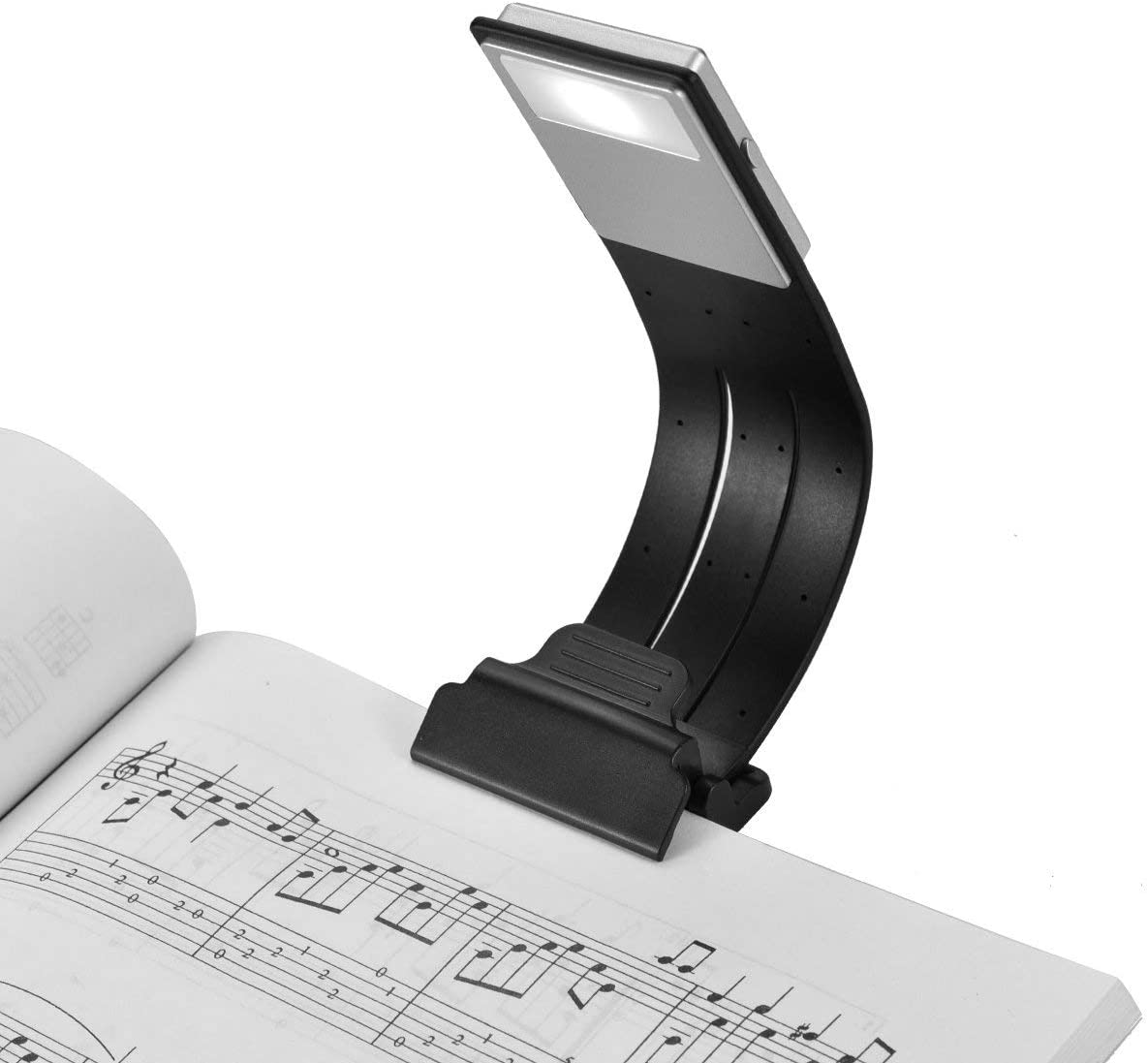LOAMO 클립 온 북 라이트 USB 충전식 LED 독서 램프 아이케어 더블 북마크 데스크 침대 유연하고 책 ipad 등을 위한 4레벨 조광 가능 블랙