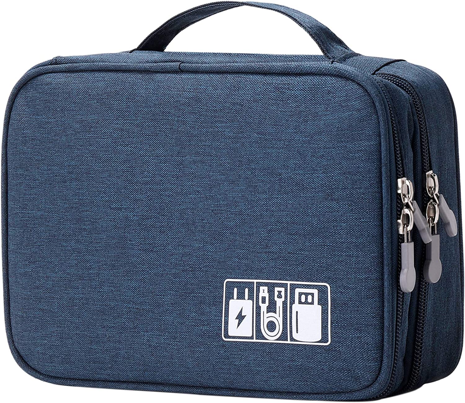 MIRLEWAYY 여행 코드 케이블 정리기 충전기 하드 드라이브 이어폰 다크 블루 위한 휴대용 전자 악세사리 운반 가방 보관 케이스