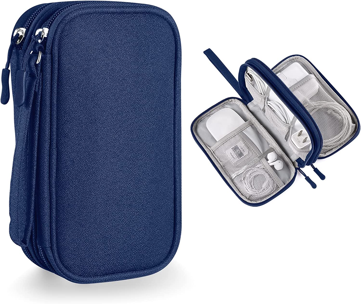 소형 전자제품 휴대용 케이스 가방 테크 악세사리용 베베게코스 여행용 가젯 정리 파우치 네이비 블루