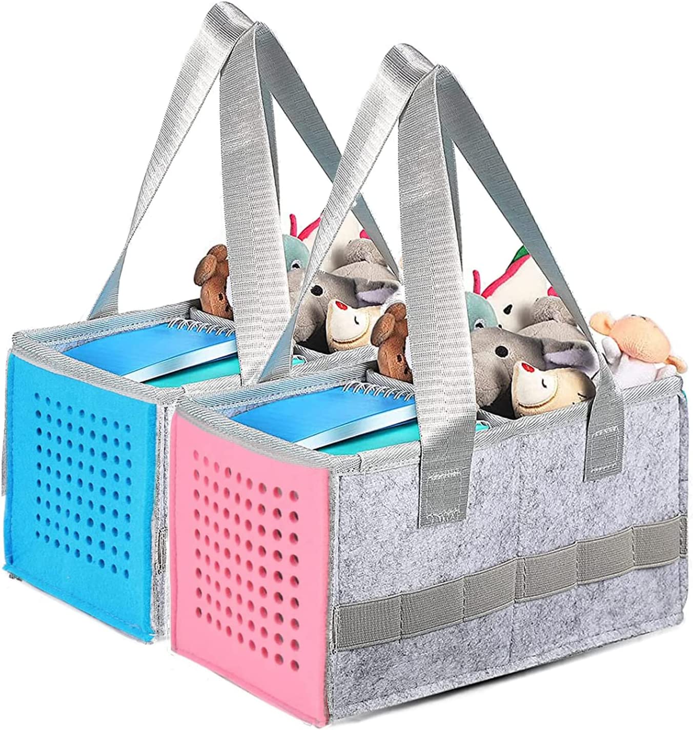 토니박스 오디오 플레이어 스타터 세트용 2팩 캐리어 가방 토니 세트 수납 가방용 펠트 정리 케이스 블루+핑크