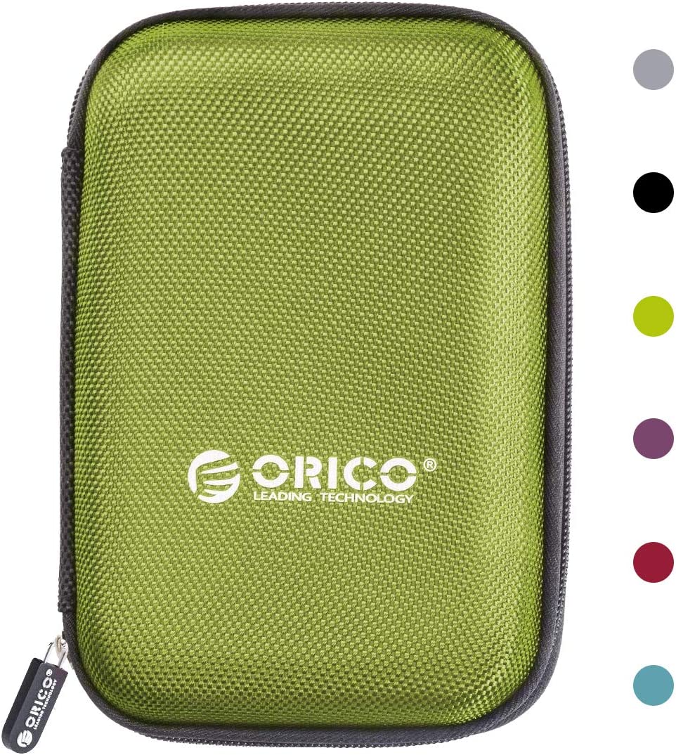 오리코 하드 드라이브 케이스 2.5인치 외장 보관용 휴대용 가방 내부 크기 5.5x3.5x1.0인치 방수 충격 방지 HDD 및 전자 악세사리 녹색 PHD-25