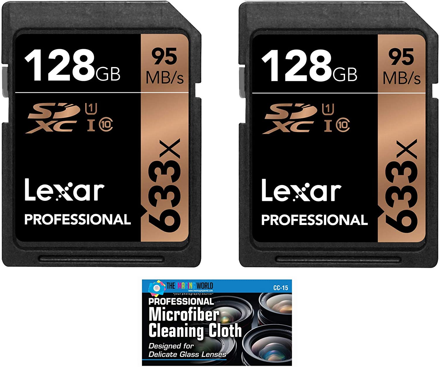 Lexar 128GB 프로페셔널 633xSDXC Class 10 UHS-I/U1 메모리 카드 2팩 번들 제품 라벨은 다 수 있음