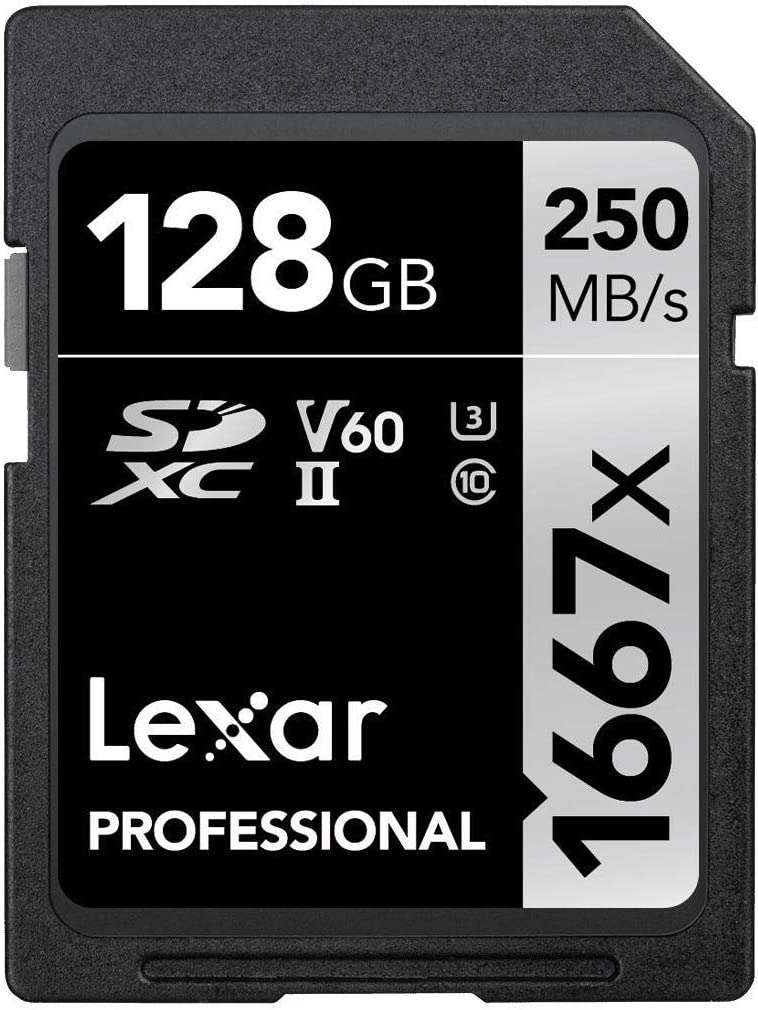 Lexar Professional 1667x128GB SDXC UHS-II 카드, 최대 250MB/s 읽기, 전문 사진작가, 비디오그래퍼, 마니아용(LSD128CBNA1667)