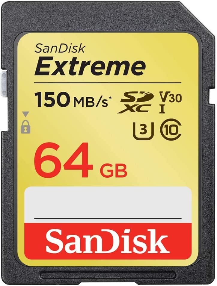 SanDisk 64GB Extreme SDXC UHS-I 메모리 카드 - 150MB/s C10 U3 V30 4K UHD SD SDSDXV6-064G-GNCIN