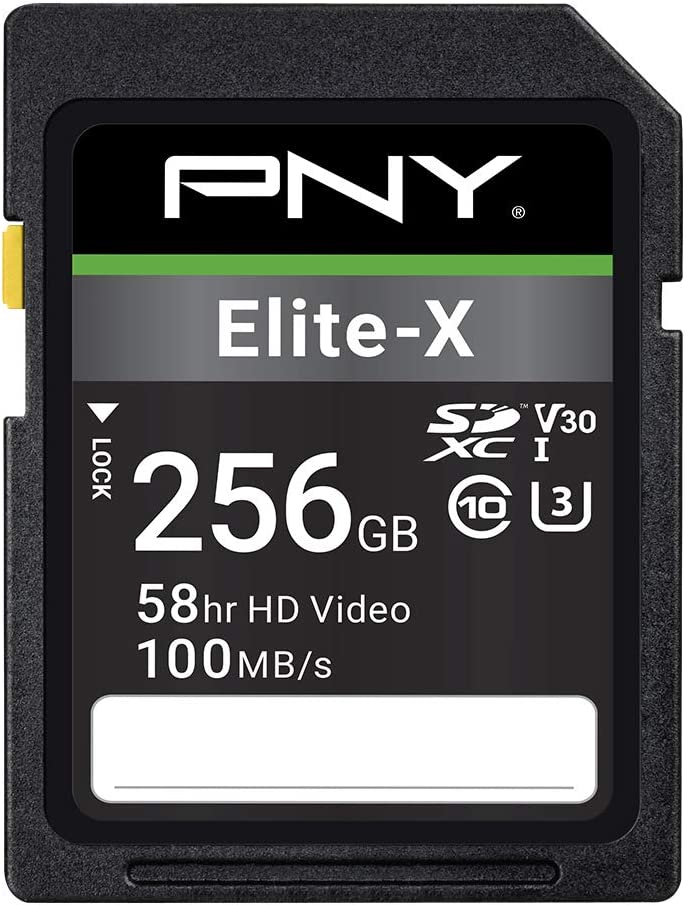 PNY 256GB Elite-X Class 10 U3 V30 SDXC 플래시 메모리 카드 - 100MB/s 4K UHD 풀HD UHS-I 풀사이즈 SD