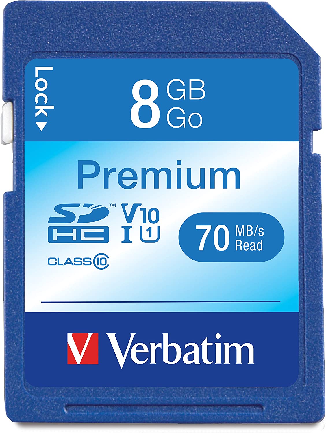 버바팀 8GB 프리미엄 SDHC 메모리 카드, UHS-IV10 U1 클래스 10, 블루(96318)