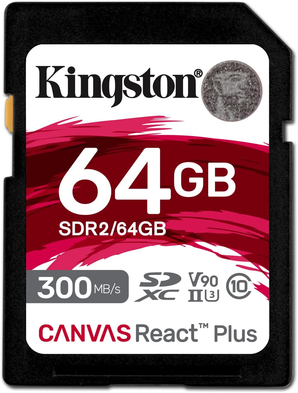 킹스턴 캔버스 리액트 플러스 64GB SD 카드 | SDXC UHS-II | 300R/260W U3 V90 | 풀 HD/4K/8K | SDR2/64GB
