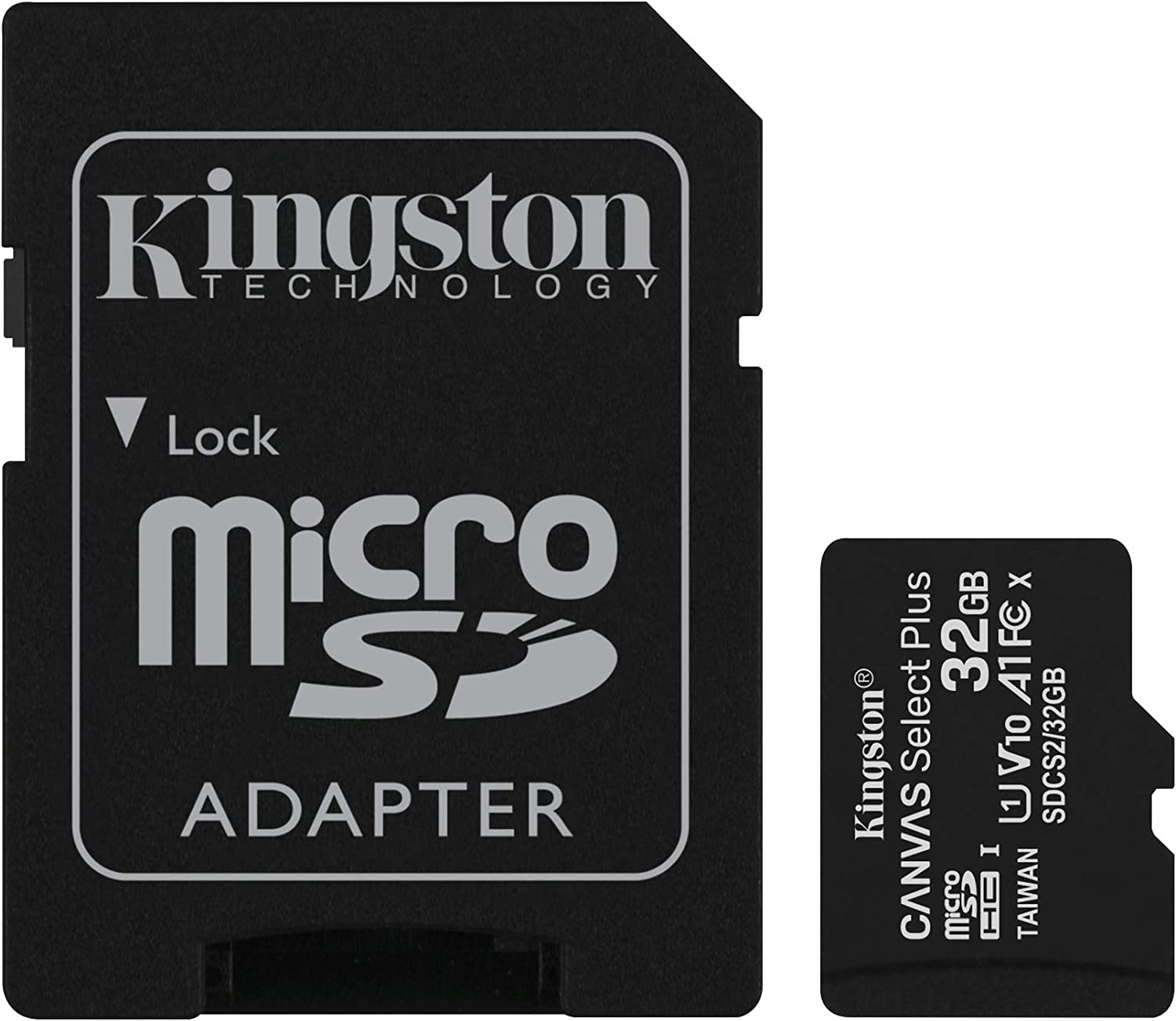 킹스턴 32GB 마이크로SDHC 캔버스 셀렉트 플러스 100MB/s 읽기 A1 클래스 10 UHS-I 메모리 카드 + 어댑터 (SDCS2/32GB)
