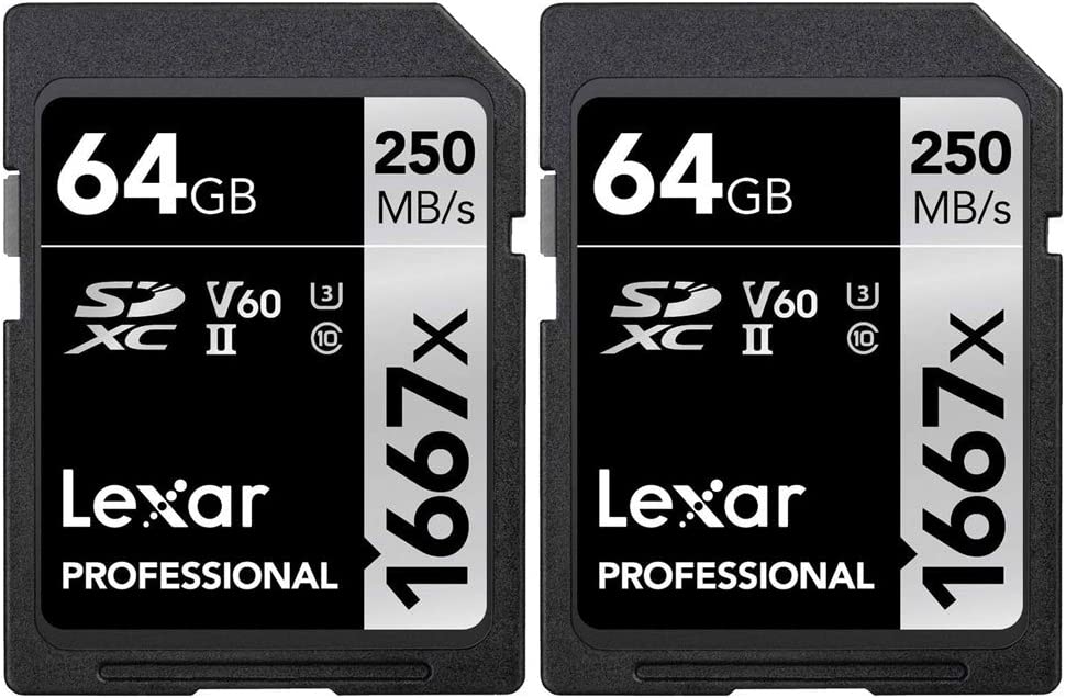Lexar 프로페셔널 64GB 1667x UHS-II SDXC 메모리 카드 2팩