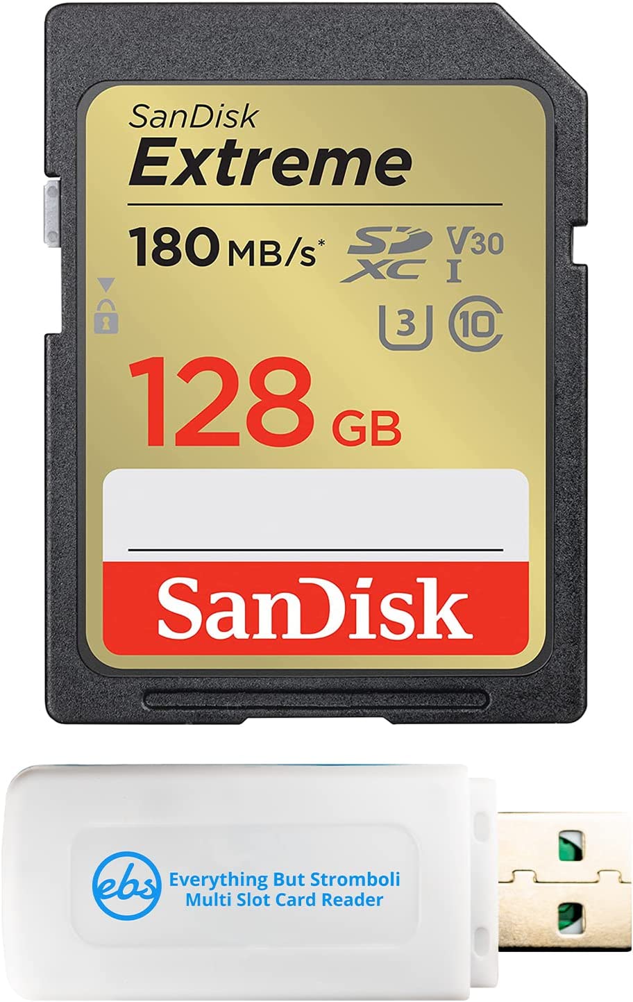 SanDisk Extreme 128GB SD 메모리 카드는 Sony Alpha a7C a6600 a6100 6400 미러리스 카메라 SDSDXVA-128G-GNCIN U3 SDXC UHS-I 번들과 1 Stromboli 마이크로 카드 리더 제외한 모든 것과 함께 작동합니다