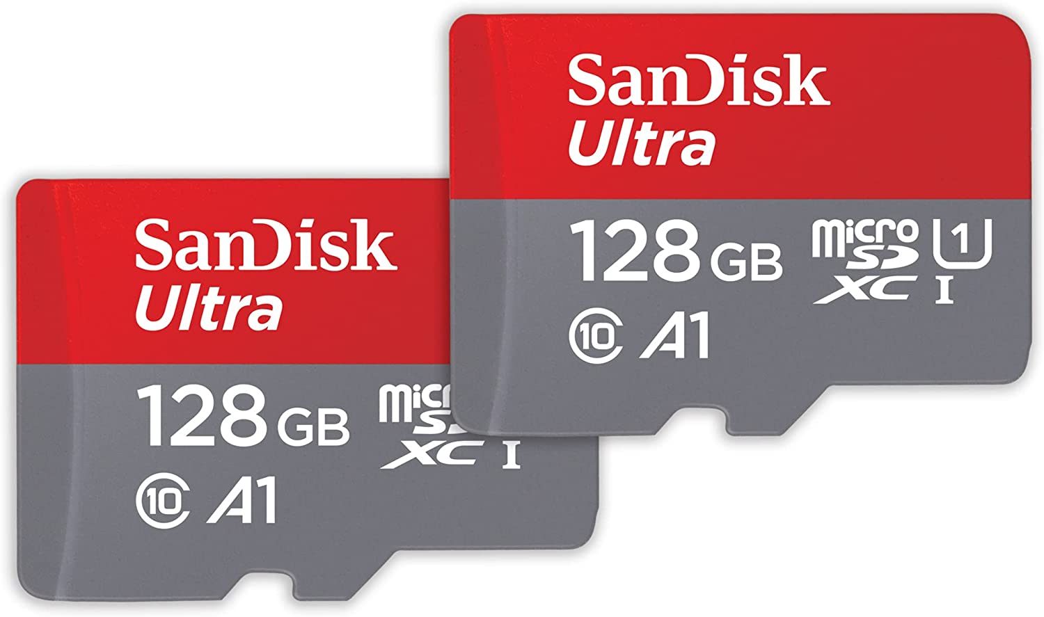 샌디스크 128GB 2팩 울트라 마이크로SDXC UHS-I 메모리 카드(2x128)GB) 어댑터 포함 - SDSQUAB-128G-GN6MT