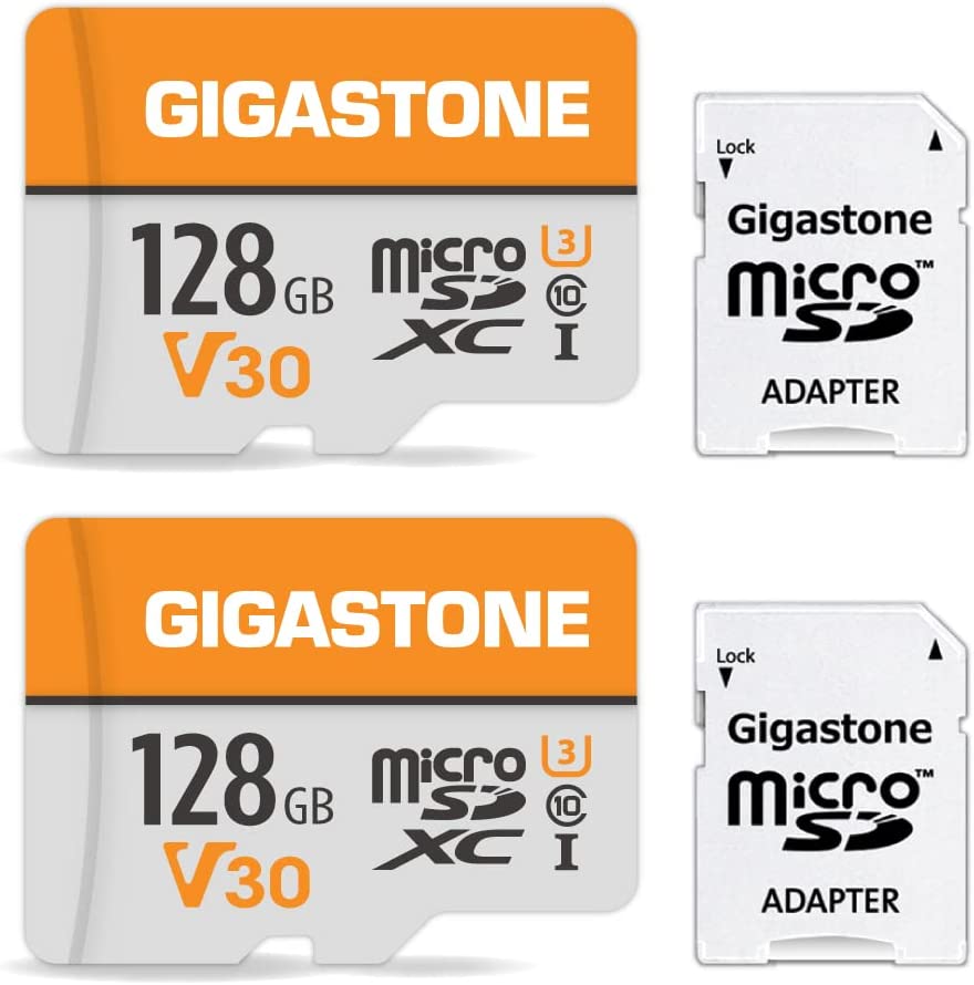 기가스톤 128GB 2팩 마이크로 SD 카드 4K 비디오 프로 GoPro 보안 감시 카메라 액션 드론 95MB/s MicoSDXC 메모리 UHS-IV30 클래스 10