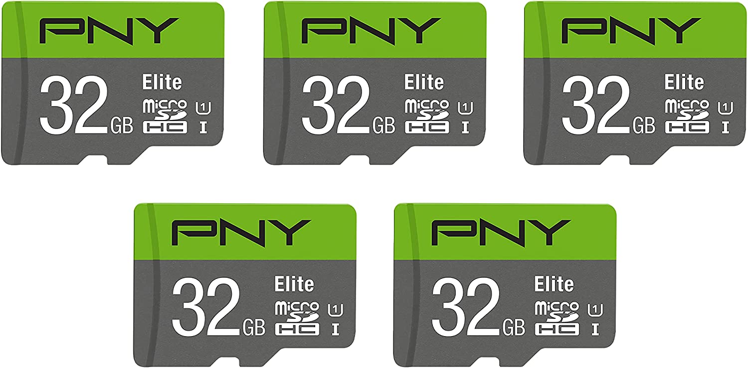 PNY 32GB Elite Class 10 U1 마이크로 SDHC 플래시 메모리 카드 - 100MB/s, Class 10, U1, 풀 HD, UHS-I, Micro SD, 5개 카운트(1개 팩)
