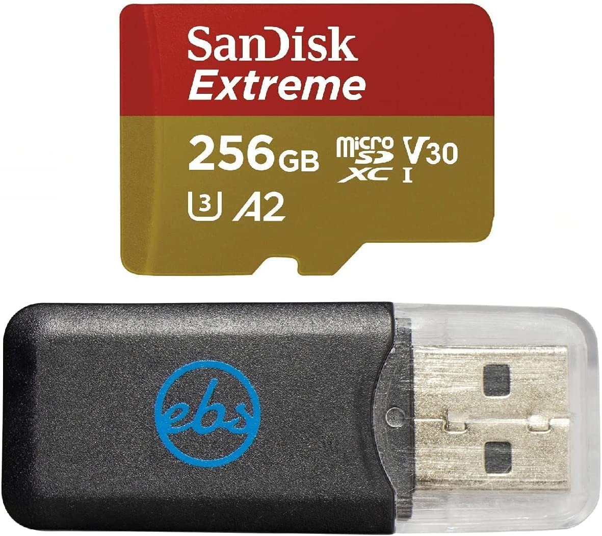 GoPro용 SanDisk Extreme 256GB 마이크로 SD 메모리 카드는 GoPro Hero 9 블랙 카메라 UHS-1 U3/V30 A2 4K Class 10(SDSQXA1-256G-GN6MN) 번들로 Stromboli 마이크로SD 카드 리더를 제외한 모든 것 1개와 함께 작동합니다