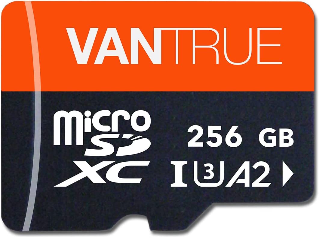 Vantrue 256GB microSDXC UHS-IU3 4K UHD 비디오 고속 전송 모니터링 SD 카드, 대시 캠, 바디 캠, 액션 카메라, 보안 카메라용 어댑터 포함