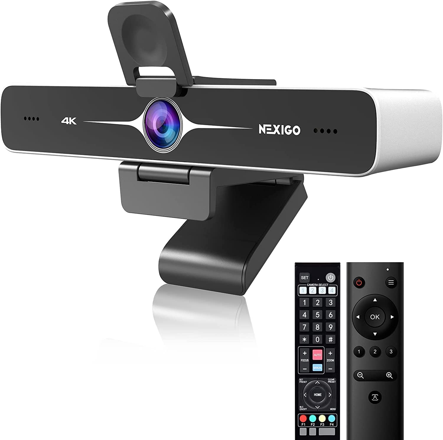 NexiGo Zoom Certified N970P 4K Webcam 온보드 플래시 메모리 All-Powered Auto-Framing 가변 시야 소니 센서 듀얼 AI 노이즈 제거 마이크 팀/줌/웹벡스/구글과 함께 작동