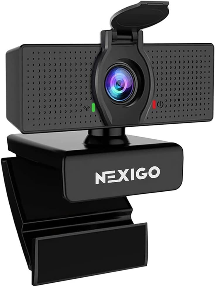 NexiGo N60 1080P 웹 카메라, 마이크로폰이 포함된 HD 웹캠, 소프트웨어 제어 및 개인 정보 보호 커버, USB 컴퓨터 카메라, 110도 FOV, 플러그 앤 플레이, 줌/스카이프/팀, 회의 및 비디오 통화용